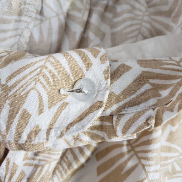 Loft Womens Shorts Medium Palm Tie Waist Paperbag Linen Tan Whisper White Pocket - Picture 7 of 10